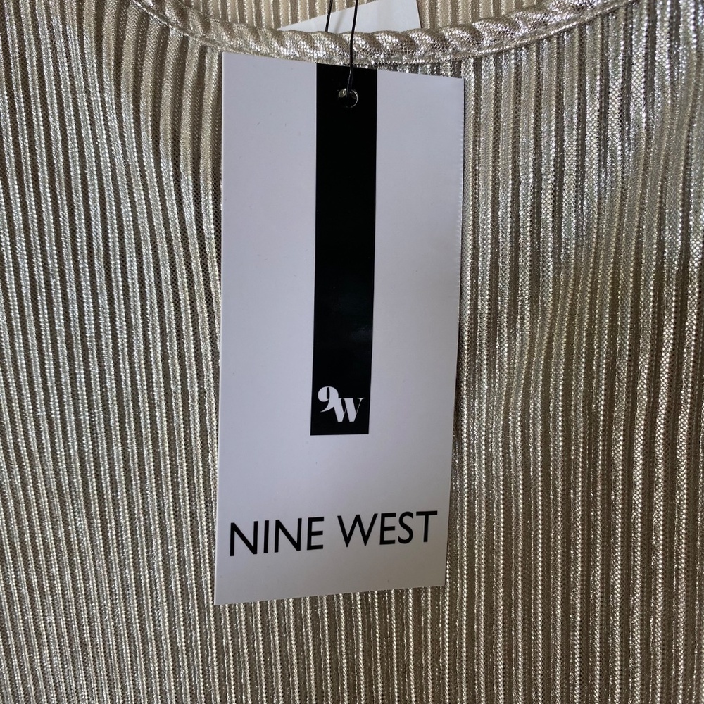 Nine West metallic champagne gold Blouse Medium - Picture 8 of 11